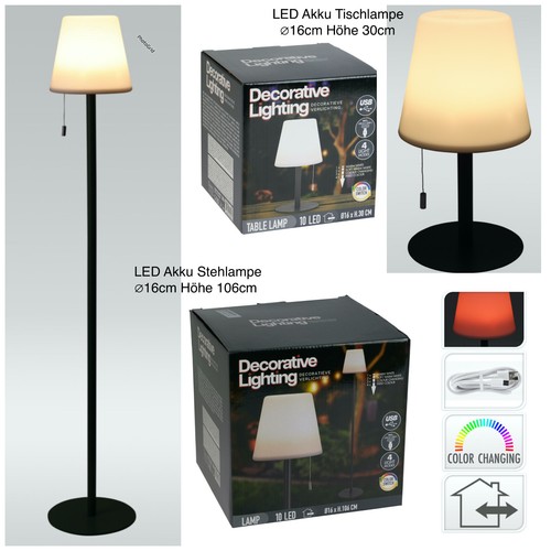 Led akku stehlampe 106cm - led,